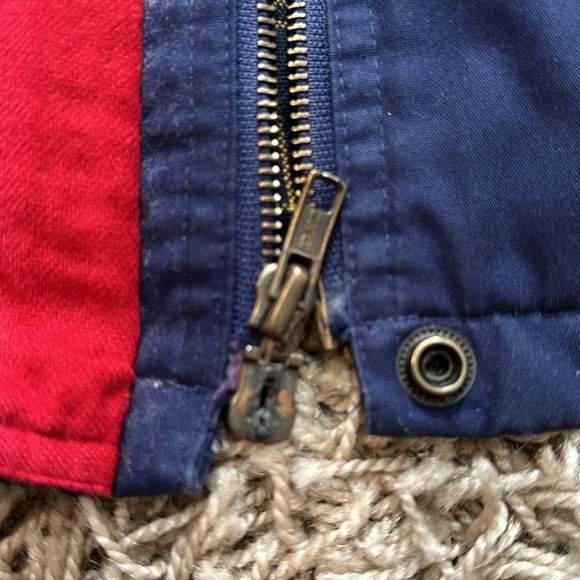 Vintage Towne London Fog Navy Elastic Waist Red Plaid Lining Winter Coat Large - Picture 8 of 14